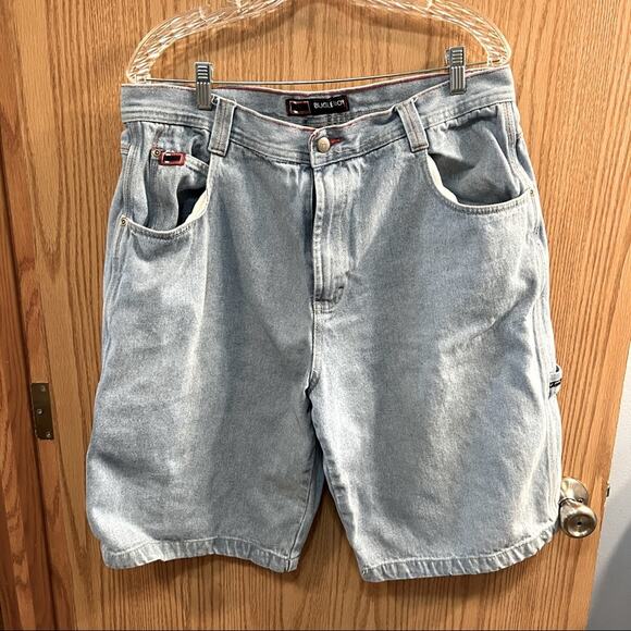 Vintage Bugle Boy Light Wash Carpenter Jean Shorts Men's Size 38 - Picture 1 of 8